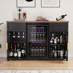 Coffee Bar Cabinet with Fridge Space, Mini Fridge Cabinet��Buffet Sideboard��53.2"L