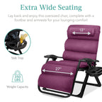 Best Choice Products Oversized Zero Gravity Chair, Folding Recliner w/ Removable Cushion, Side Tray - Fossil Gray