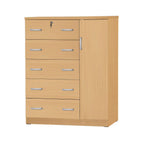 Better Home Products JCF Sofie 5 Drawer Wooden Tall Chest Wardrobe in Mahogany