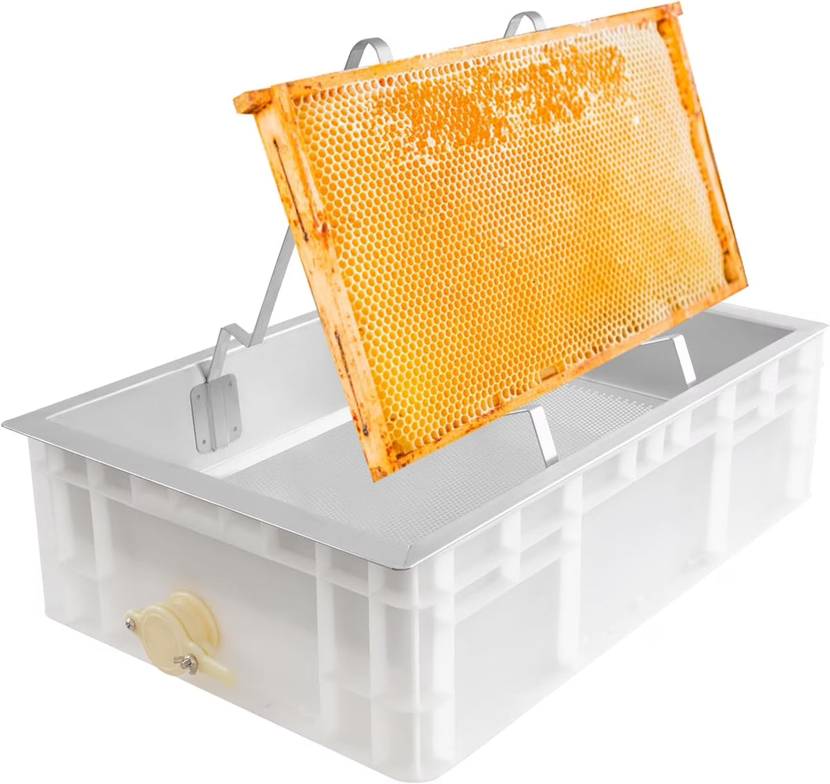 Beekeeping Uncapping Station for Honey Harvesting - Ergonomic Bee Frame Uncapping Tool with Stainless Steel Drip Tray & Food-Grade Plastic Tub,Honey Collection System,Professional Apiary Equipment