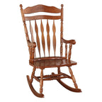 Wooden Rocking Chair, Dark Walnut Brown- Saltoro Sherpi