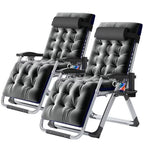 NAIZEA 2 Pack Zero Gravity Chair, Foldable Portable Lawn Recliner with Cushion, Headrest, Cup Holder, Black