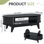 Fluted Coffee Table with Storage, Modern Coffee Tables, Wood Accent Center Table