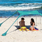 SUN NINJA 10x10.5 FT Pop-Up Beach Tent with Sand Shovel, Pegs & Stability Poles �C Navy Blue Sun Shelter for Beach, Camping & Outdoor Activities