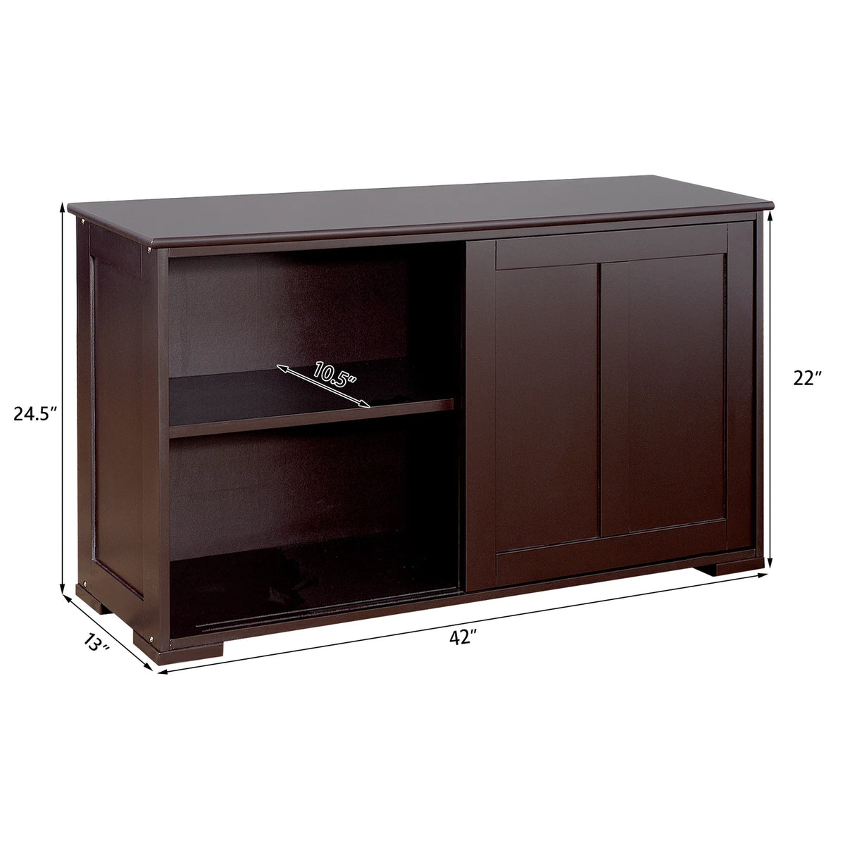 Costway Kitchen Storage Cabinet Sideboard Buffet Cupboard Wood Sliding Door Pantry White