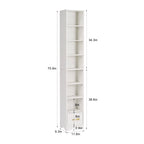 Javlergo 71" Tall Narrow Bookcase, Small Corner Bookshelf with Adjustable Shelves & Drawer, White