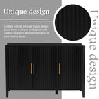 Black Accent Cabinet, Atumon Storage Cabinet Furniture, Modern Buffet Sideboard, Wooden Accent Cabinet with 3 Doors, Accent Storage Cabinet for Entryway Hallway Living Room, 48"L x 17.7"W x 31.9"H
