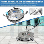 Garvee 24" Pressure Washer Surface Cleaner with Dual Handles �C Stainless Steel, 4-Wheel Design for Driveways, Sidewalks, Curbs, Decks, & Patios �C 4900 PSI, High-Efficiency Cleaning Accessory