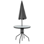 Flash Furniture Nantucket 6 Piece Black Patio Garden Set with Umbrella Table and Set of 4 Folding Chairs