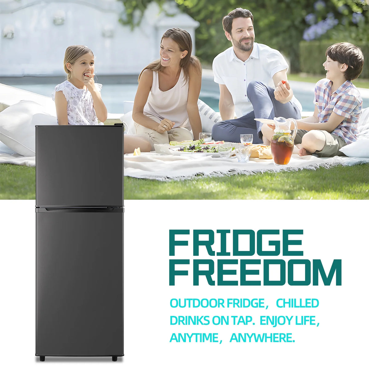 JIEJIA 5.0 Cu.Ft Apartment Size Refrigerators with Separate Freezer, 2 Door Refrigerator, Small Fridge with Freezer, Gray