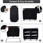 Cook Table Kitchen Station with Storage Organizer and Carrying Bag, for BBQ Party, Picnics, Backyards, Tailgating, Portable, Black