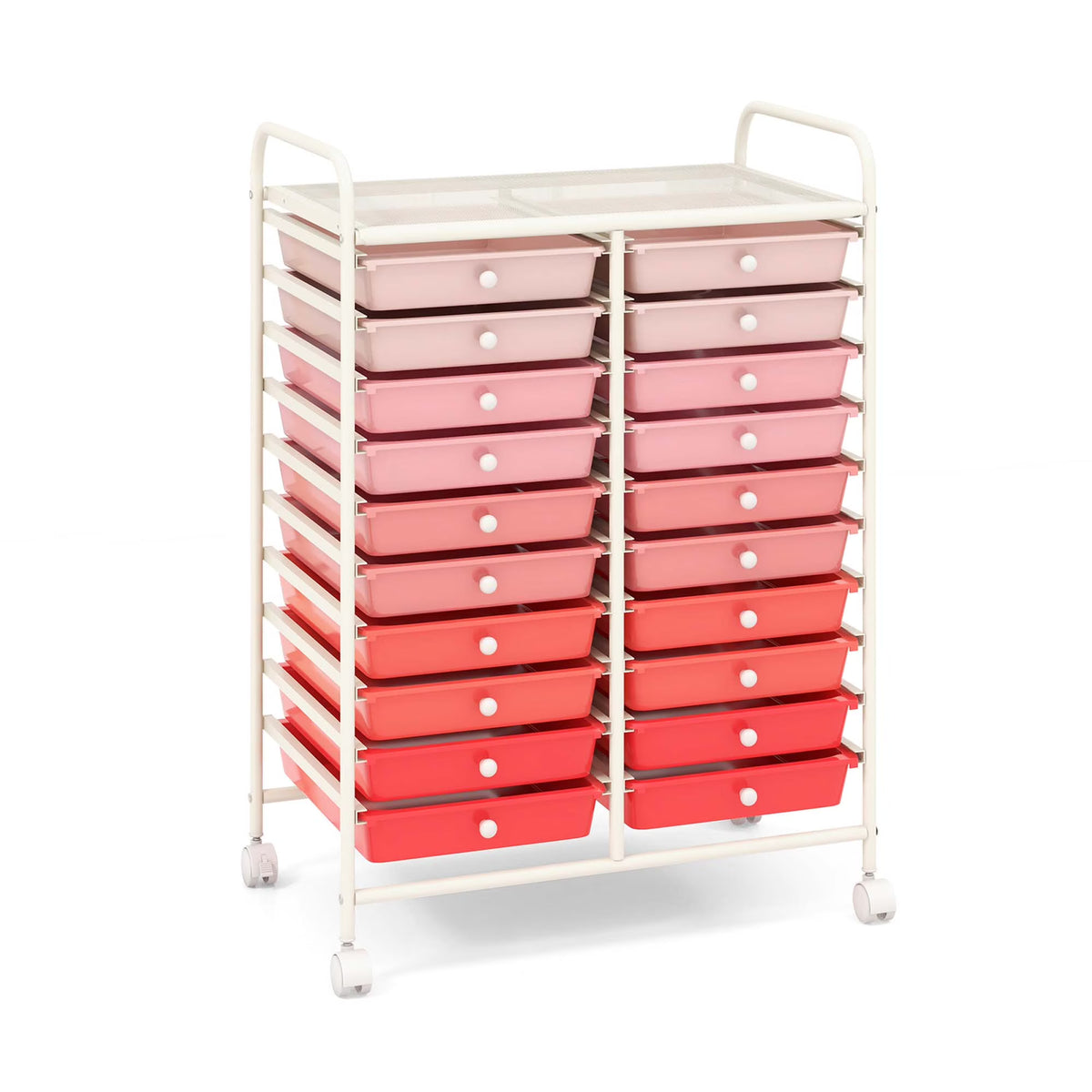 Costway 20 Drawer Rolling Storage Cart Tools Scrapbook Paper Office School Organizer Yellow