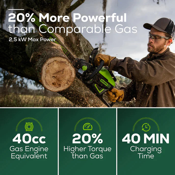 Greenworks 60V 18" Cordless Chainsaw with 4.0Ah Battery & Charger