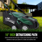 Dethatcher and Scarifier, Seizeen 16-Inch Lawn Dethatcher Scarifier 2-IN-1 Gardening Equipment, Powerful 15 Amp Electric Dethatcher & Scarifier, Height Adjustable, 58QT Removable Thatch Bag