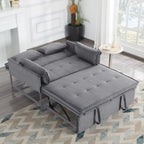 Gewnee 55'' Modern Convertible Velvet Sofa Bed with Pull-Out Twin Bed, Adjustable Backrest for Living Room, Office (Dark Gray)