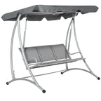 Outsunny 3 Person Patio Swing Seats, Porch Swing with Stand & Adjustable Canopy, Heavy Duty Outdoor Swing Chair Bench for Adults, Black