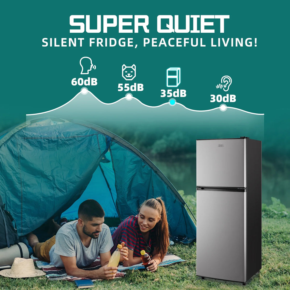JIEJIA 5.0 Cu.Ft Apartment Size Refrigerators with Separate Freezer, 2 Door Refrigerator, Small Fridge with Freezer, Gray