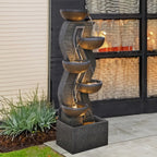 6-Tiered Garden Water Fountains Large Outdoor Fountains and Waterfalls with Light for Patio Yard Porch Pool Decor