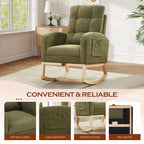 FFH Rocking Chair Nursery, Tufted Accent Rocker Chair, Upholstered Armchair with Adjustable Footrest, Side Pocket, High Backrest, Padded Seat, Polyester Blend (Retro, Dark Gray)