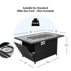 Costway 52'' Propane Fire Pit Table Marble Tabletop Rattan Wicker w/ Rain Cover Lava Rock