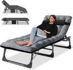 Slsy Folding Lounge Chair, 5-Position Adjustable Outdoor Reclining Chair, Folding Sleeping Bed Cot, Folding Chaise Lounge Chair for Pool Beach Patio Sunbathing