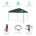 Best Choice Products 12x12ft Easy Setup Pop Up Canopy w/ 1-Button Setup, Wheeled Case, 4 Weight Bags - Navy Blue