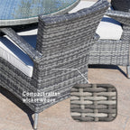 Direct Wicker 7 Piece Patio Dining Set with Rattan Chairs and Cushions, Grey