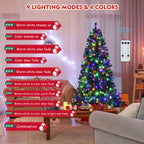 Costway 7ft Pre-lit Hinged Christmas Tree w/ Remote Control & 9 Lighting Modes