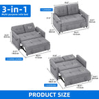 Dextrus  3-in-1 Convertible Futon Sofa Bed, Modern Sleeper Sofa with Pull-Out Bed for Small Place, Beige