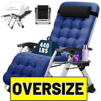 NAIZEA 2 Pack Zero Gravity Chair, Foldable Portable Lawn Recliner with Cushion, Headrest, Cup Holder, Black