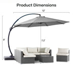 LAUSAINT HOME 11FT Patio Umbrella with Base, Outdoor Deluxe Curvy Cantilever Umbrella for Patio Pool Deck, Champagne