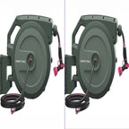 Giraffe Tools Retractable Garden Hose Reel with 1/2in-100ft Water Hose, Plastic Bracket, Wall Mounted, Dark Grey