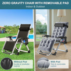 NAIZEA 2 Pack Zero Gravity Chair, Foldable Portable Lawn Recliner with Cushion, Headrest, Cup Holder, Black