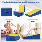 Costway Gymnastics Tumbling Mat Folding Incline Yoga Mat with Non-slip PVC Leather Pink