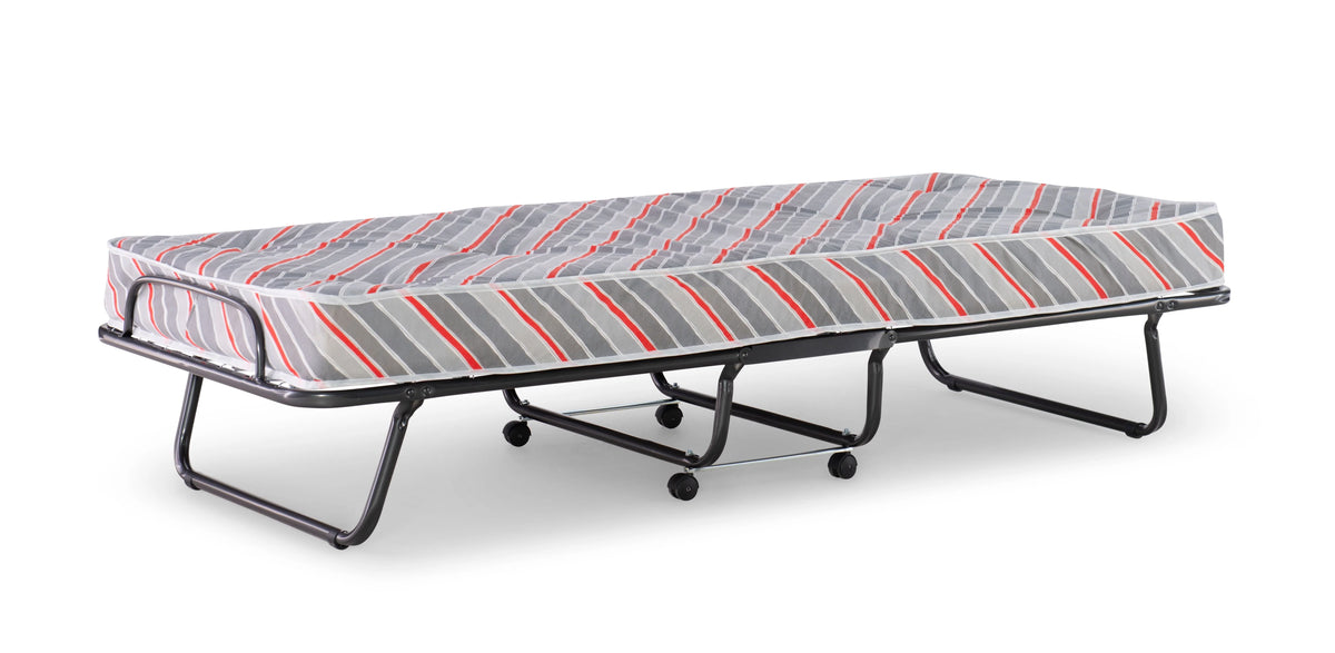 Linon Torino Folding Rollaway Guest Bed with 4" Innerspring Mattress, Cot