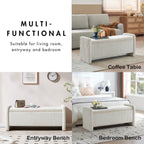 Pinmoco 44" Storage Ottoman Bench, Upholstered Entryway Bench with Storage End of Bed Bench for Bedroom& Living Room, Corduroy Gray