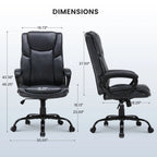Mainstays Executive Ergonomic High Back Leather Home Office Desk Chair, Black