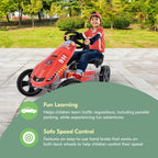 Hauck Speedster Pedal Go Kart w/ Adjustable Bucket Seat for Kids Ages 4 to 8, Fire Rescue