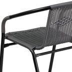 Emma + Oliver Indoor/Outdoor Stacking Rattan Restaurant Patio Chairs, Set of 2, Gray