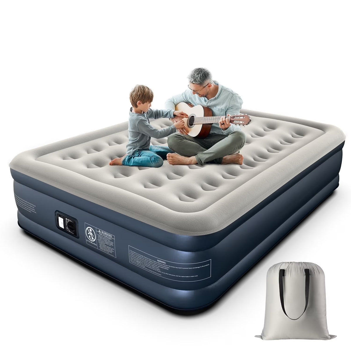 Premium Queen Size Air Mattress 18" Elevated Airbed with Built-in Pump Camping