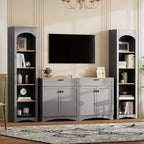 72"h Pantry Pair, 2 , Adjustable Shelves, , Black Finish 2 Bookcase , Cabinet With Vintage Style