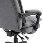 Office Chair Vinsetto 360�� Swivel Executive Home Office Chair Adjustable Height Linen Style Fabric Recliner with Retractable Footrest and Double Padding, Grey,Ergonomic Office Chair