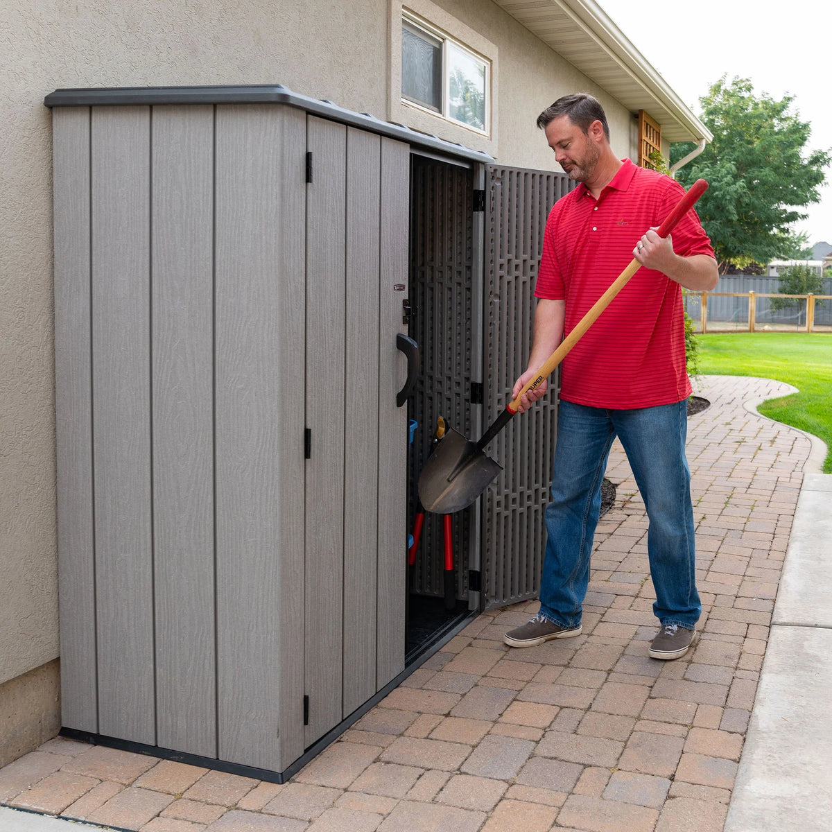 Lifetime Polyethylene Storage Shed, 53 cubic feet, Vertical, Gray (60300U)
