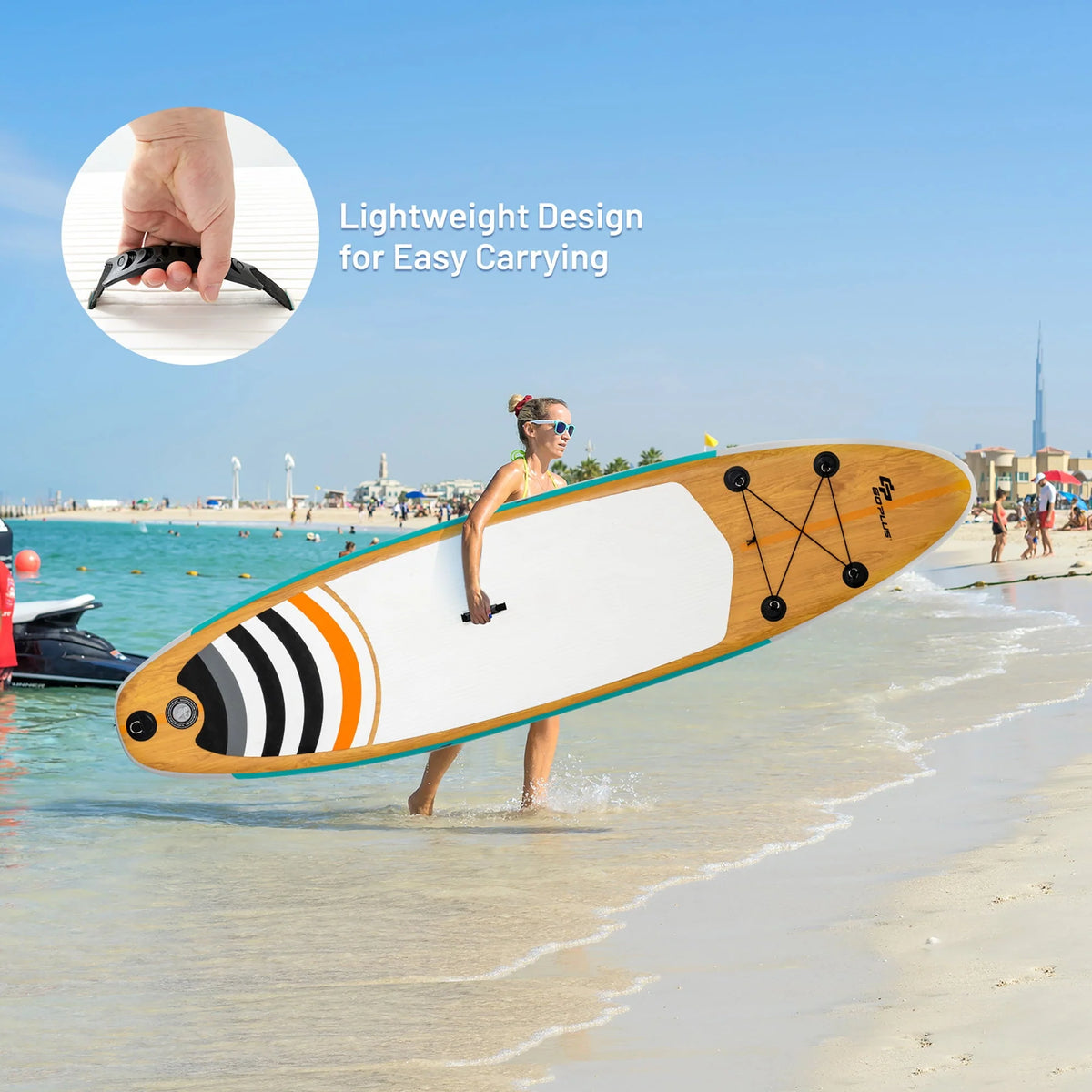Goplus 11' Inflatable Stand Up Paddle Surfboard W/Bag Aluminum Paddle Pump