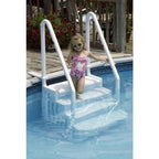 Blue Torrent Antigua Step Ladder with Handrails for Above Ground Pools, White