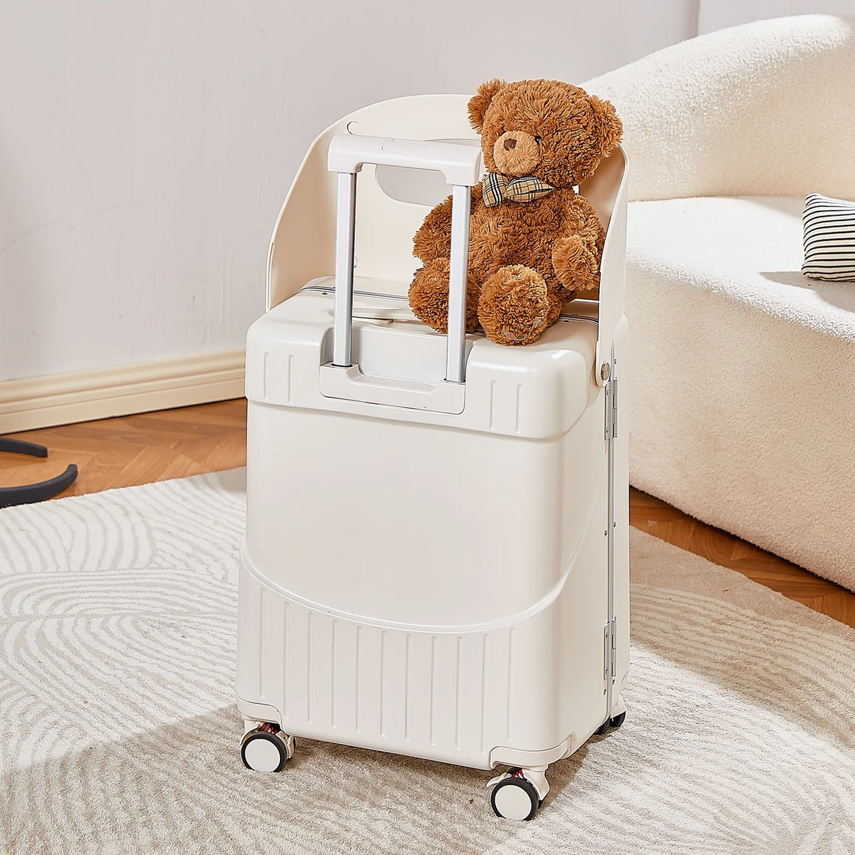 22 Inch TSA Lock Luggage with for Kids& Adult,Check in Lockable Spinner Wheels Free Luggage Cover and Safety Seatbelt Travel Suitcase