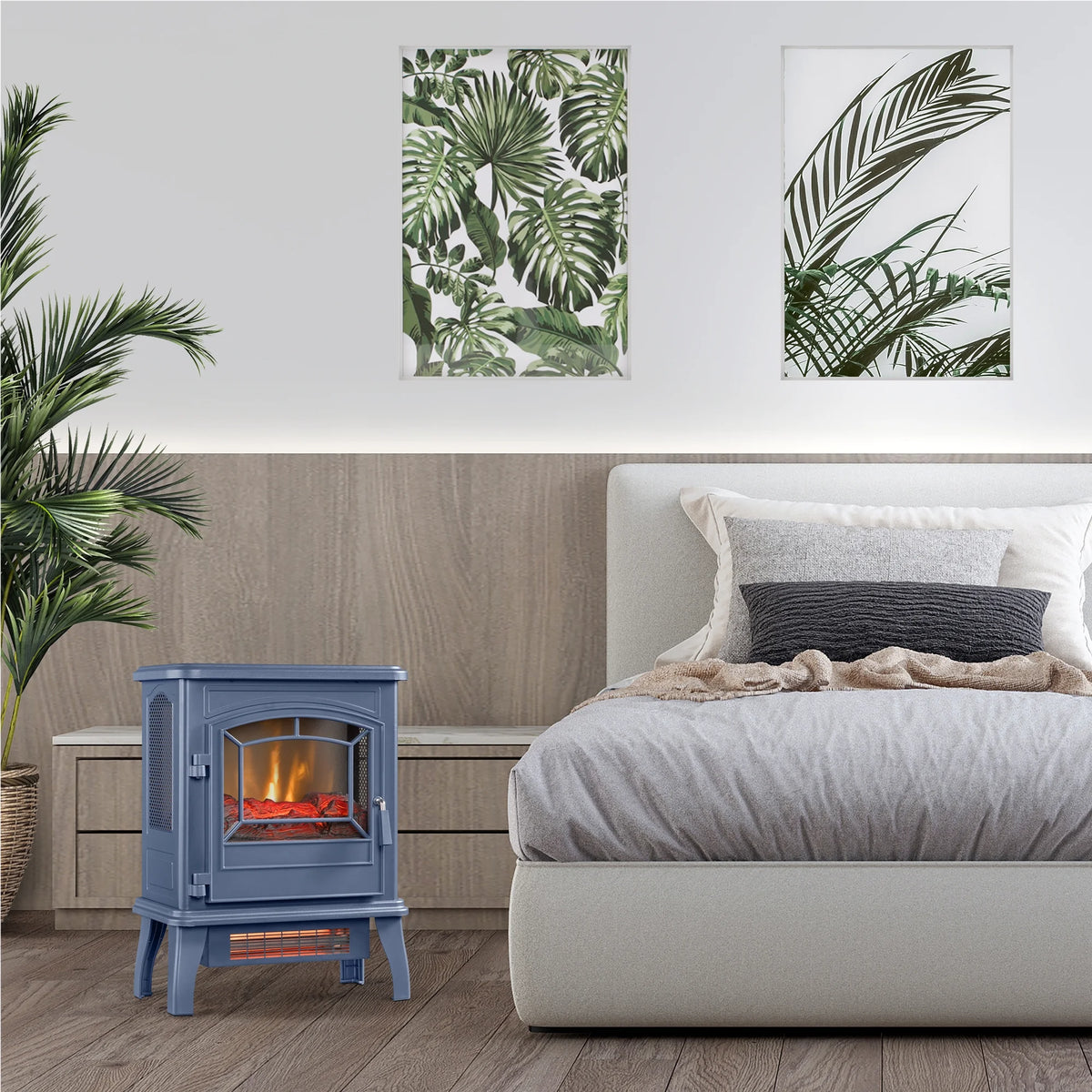 ClassicFlame 17.5"W Infrared Quartz Electric Stove Heater, Insignia Blue