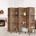 6-Panel Room Divider with Shelves5.6ft Tall Folding Privacy Screen Panels, Room Divider Wall, Divider for Room Separation, Room Divider ShelvesEffectively Block SightNatural