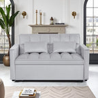 Gewnee 55'' Modern Convertible Velvet Sofa Bed with Pull-Out Twin Bed, Adjustable Backrest for Living Room, Office (Dark Gray)