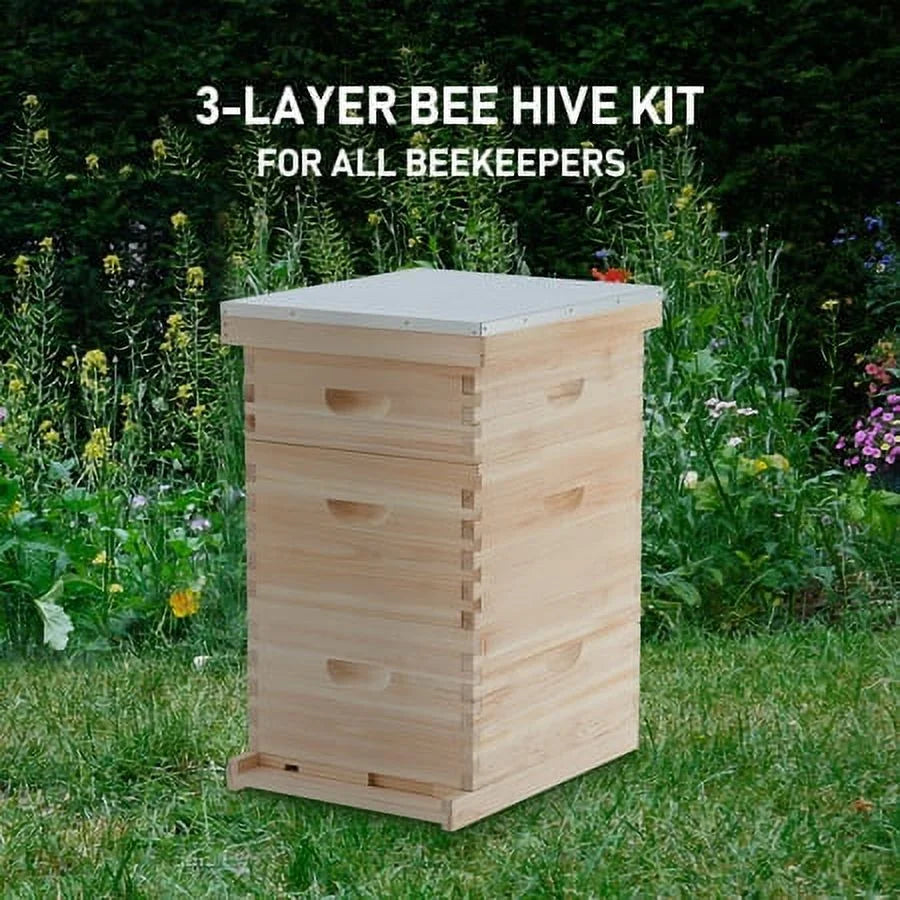 Preenex 30-Frame Wooden Beehive with Metal Roof & Frames, Multi-color